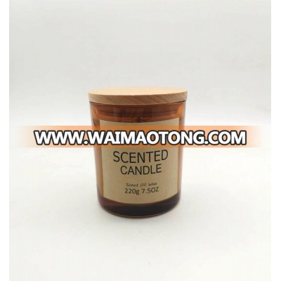 fragrance amber glass candle jar 200ml with soy candle wax and candle gift box