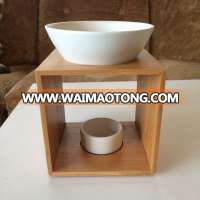 Wholesale Customized Wood Frame Ceramic Oil Burner Home Decoration Gift Set