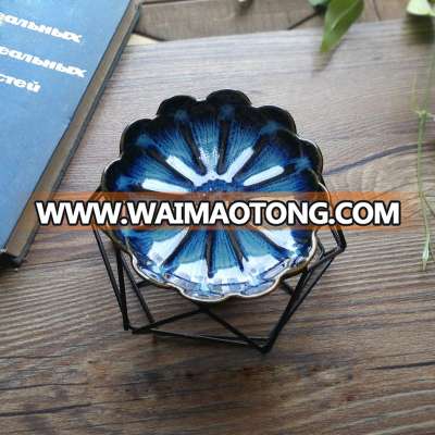 Wholesale tart candle warmers metal frame ceramic teapot aromatherapy oil burner