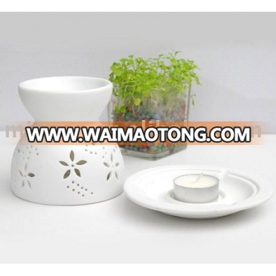 White Ceramic Oil Warmer MS-CB003 whit Tealight