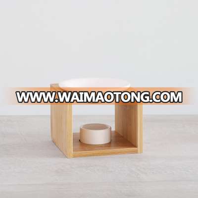 Wholesale Bamboo Frame Ceramic Oil Burners Scented Wax Tart Warmers